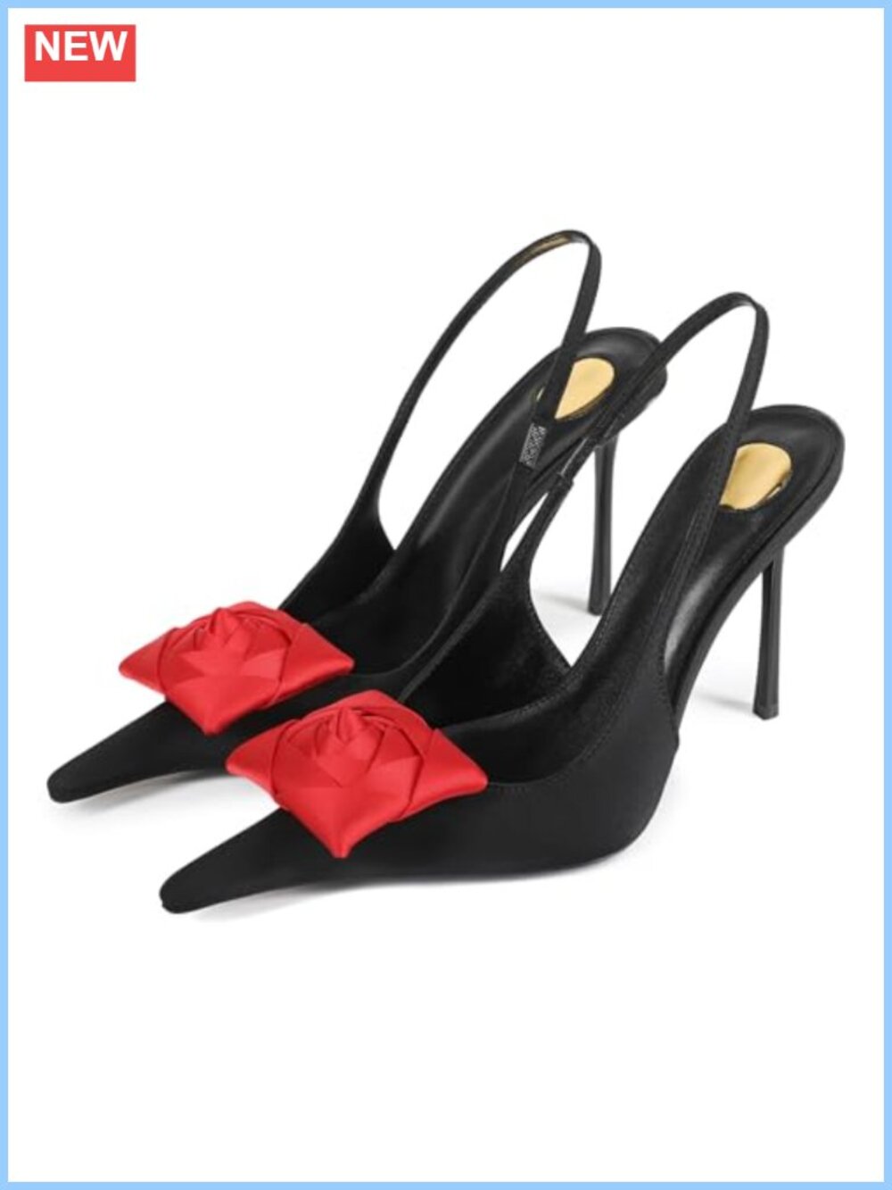 Womens Pointed Toe Stiletto Heel Slingback Pumps Faux Leather Party Heels